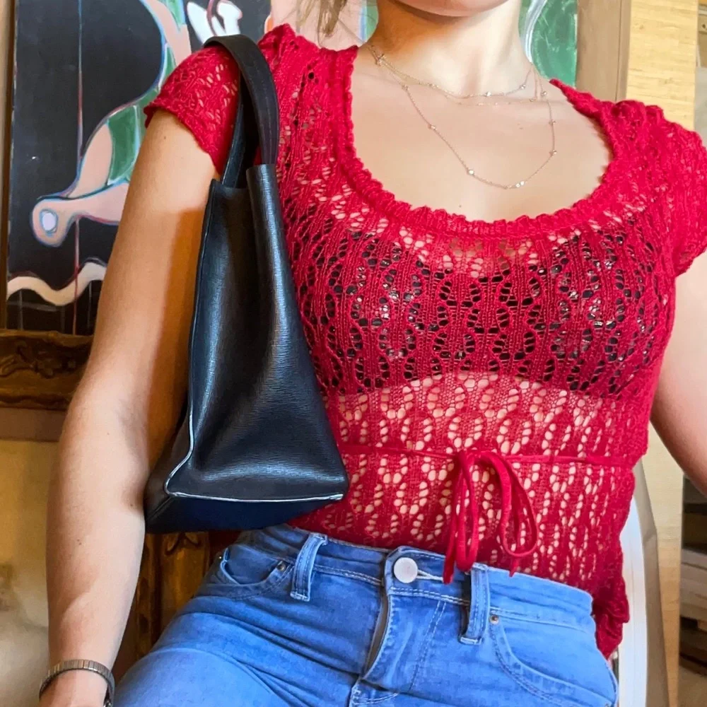 Reformation Red Crochet/Knit Top - Picture 2 of 5
